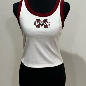 NWT Lulu Mac (M)State Women's White and Maroon Tank Top